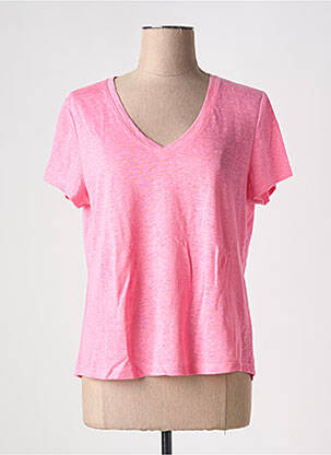 T-shirt col v manches courtes rose ARTLOVE femme