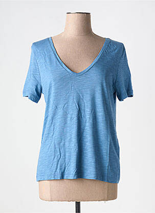 T-shirt col v manches courtes bleu VILA femme