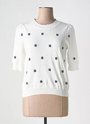 Pull stretch manches 3/4 blanc B.YOUNG femme