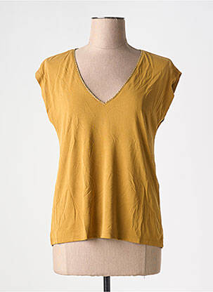 T-shirt col v manches courtes jaune VILA femme