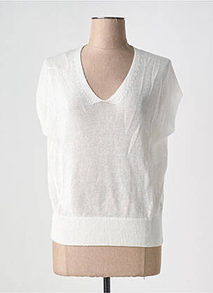 Pull col v manches courtes blanc STREET ONE femme