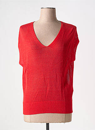 Pull col v manches courtes rouge STREET ONE femme