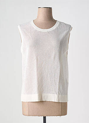 Pull maille ajourée sans manche beige STREET ONE femme