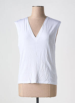 Débardeur col v sans manche blanc SELECTED femme