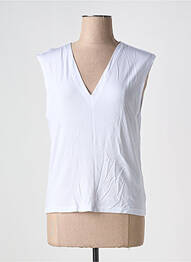 Débardeur col v sans manche blanc SELECTED femme