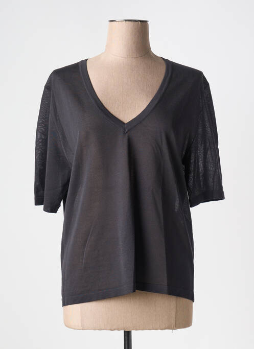 Pull coupe cintrée manches courtes gris GRACE & MILA femme