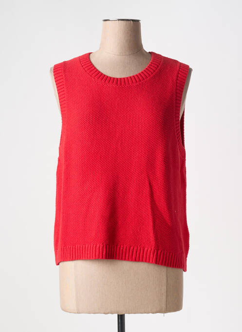 Pull stretch sans manche rouge ICHI femme