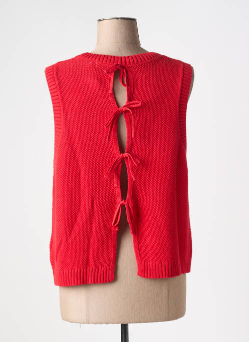 Pull stretch sans manche rouge ICHI femme