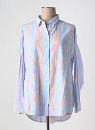 Chemisier coupe droite manches longues bleu ICHI femme