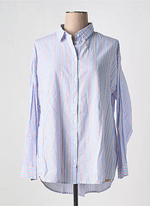 Chemisier coupe droite manches longues bleu ICHI femme