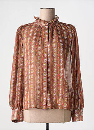 Chemisier tissage crêpe manches longues marron LAURE + MAX femme