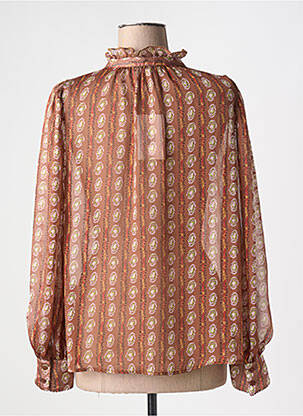 Chemisier tissage crêpe manches longues marron LAURE + MAX femme