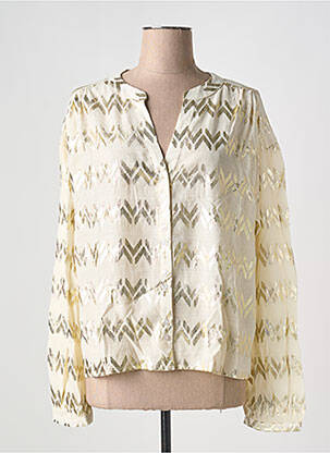 Chemisier imprimé fantaisie manches longues beige INSPIRATION STUDIO femme