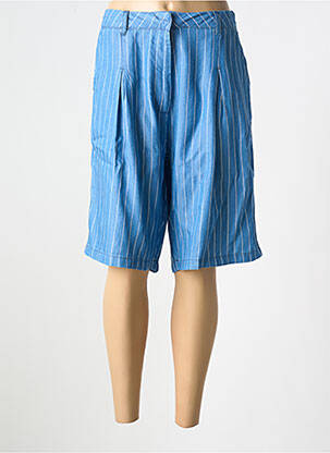 Bermuda fermeture zippée sous rabat avec crochet bleu ICHI femme