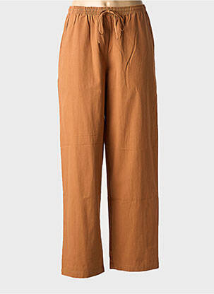Pantalon droit tissage popeline taille normale marron GRACE & MILA femme