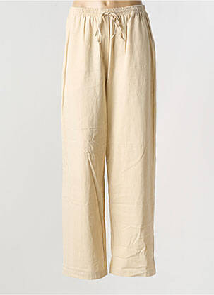 Pantalon droit tissage popeline taille normale beige GRACE & MILA femme