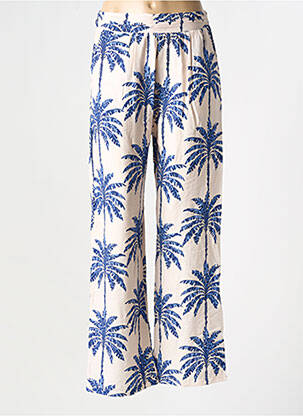 Pantalon droit tissage popeline taille normale bleu SUZZY & MILLY femme