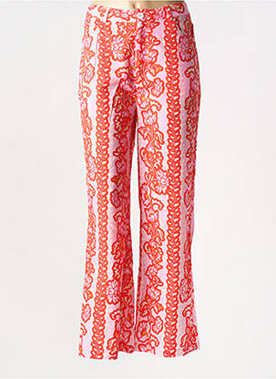 Pantalon droit tissage popeline taille normale rouge LAURE + MAX femme