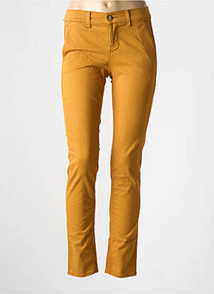 Pantalon chino tissage popeline taille normale orange HAPPY femme