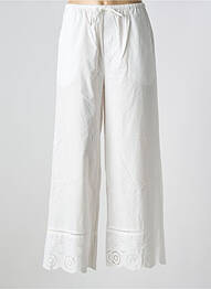 Pantalon large tissage popeline taille normale blanc GRACE & MILA femme