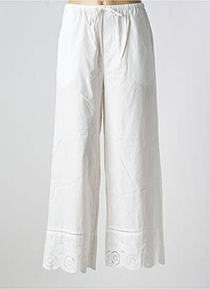 Pantalon large tissage popeline taille normale blanc GRACE & MILA femme