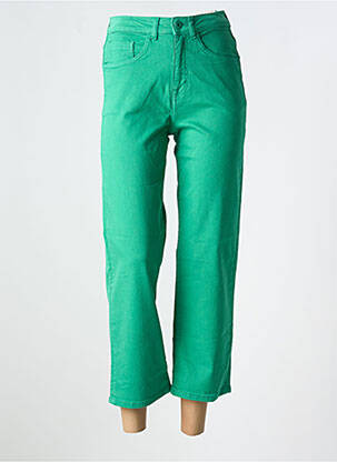 Jeans coupe droite stretch taille normale vert ICHI femme