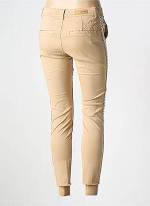 Pantalon chino tissage popeline taille normale beige fonce HAPPY femme