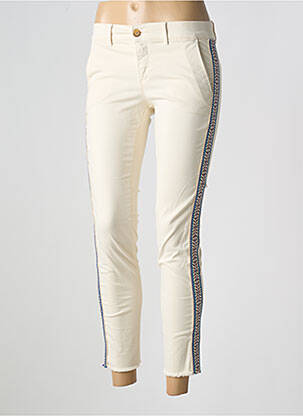 Pantalon chino tissage popeline taille normale beige HAPPY femme