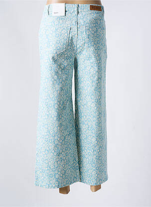 Pantalon 7/8 fermeture zippée sous rabat boutonné bleu ICHI femme