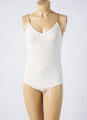 Body coupe cintrée fines bretelles beige PIECES femme