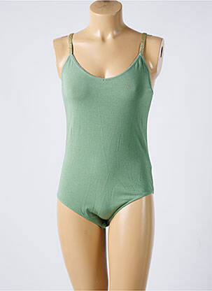 Body coupe cintrée fines bretelles vert PIECES femme
