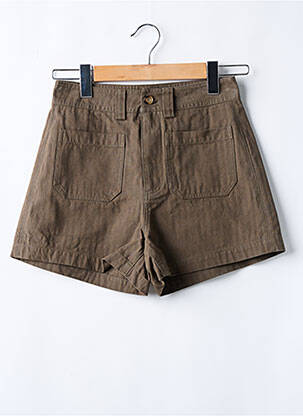 Short fermeture zippée sous rabat boutonné vert GRACE & MILA femme