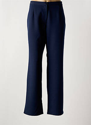 Pantalon droit tissage crêpe taille normale bleu FELINO femme