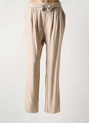 Pantalon droit tissage crêpe taille normale beige REVD'ELLE femme