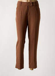 Pantalon 7/8 taille à pinces taille normale marron QUATRE VINGT JOURS femme