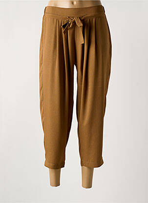 Pantalon 7/8 taille haute taille haute marron QUATRE VINGT JOURS femme