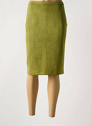 Jupe mi-longue stretch vert QUATRE VINGT JOURS femme