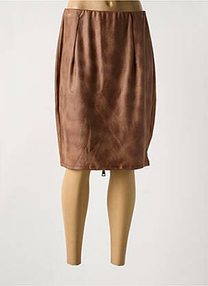 Jupe mi-longue stretch marron REVD'ELLE femme