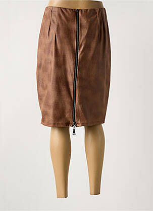 Jupe mi-longue stretch marron REVD'ELLE femme