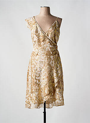 Robe mi-longue tissage crêpe fines bretelles beige JUS D'ORANGE femme