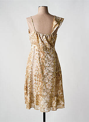 Robe mi-longue tissage crêpe fines bretelles beige JUS D'ORANGE femme