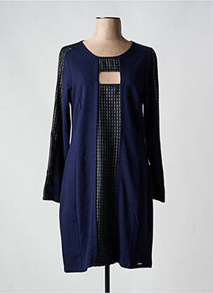 Robe mi-longue manches longues manches longues bleu MALOKA femme