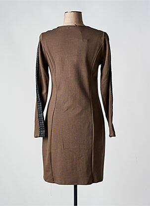Robe mi-longue manches longues manches longues marron MALOKA femme