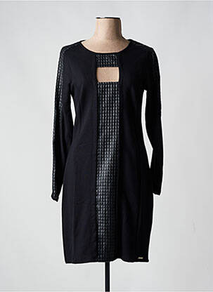 Robe mi-longue manches longues manches longues noir MALOKA femme
