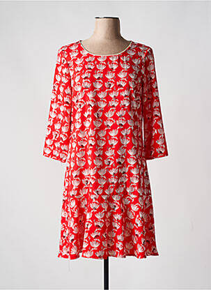 Robe courte manches 3/4 manches 3/4 rouge FILLE A SUIVRE femme