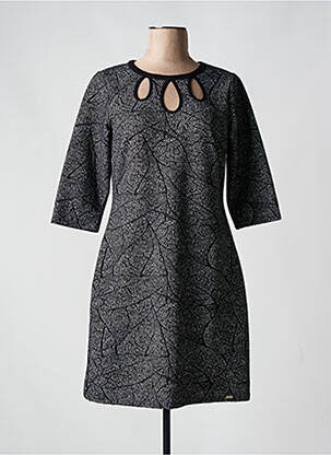 Robe mi-longue manches 3/4 manches 3/4 noir MALOKA femme