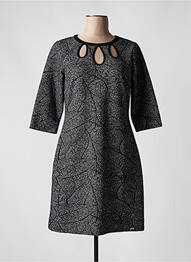 Robe mi-longue manches 3/4 manches 3/4 noir MALOKA femme