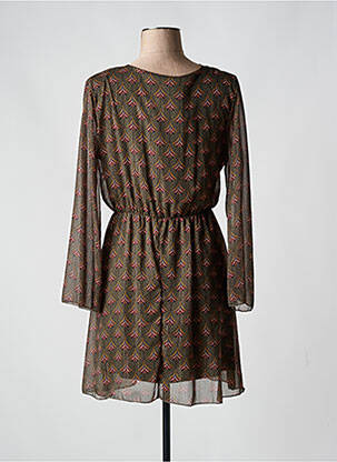 Robe courte coupe fluide manches longues vert GARCONNE femme