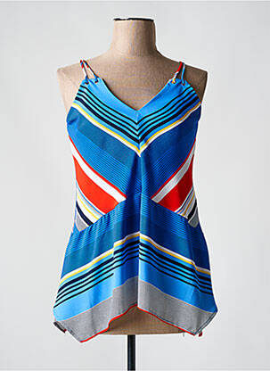 Top tissage crêpe fines bretelles bleu JUS D'ORANGE femme