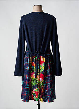 Robe mi-longue manches longues manches longues bleu MALOKA femme
